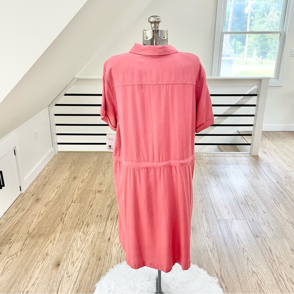 NWT XL Croft and barrow, pink colored button-down short sleeve dress w/ pockets - Picture 6 of 7